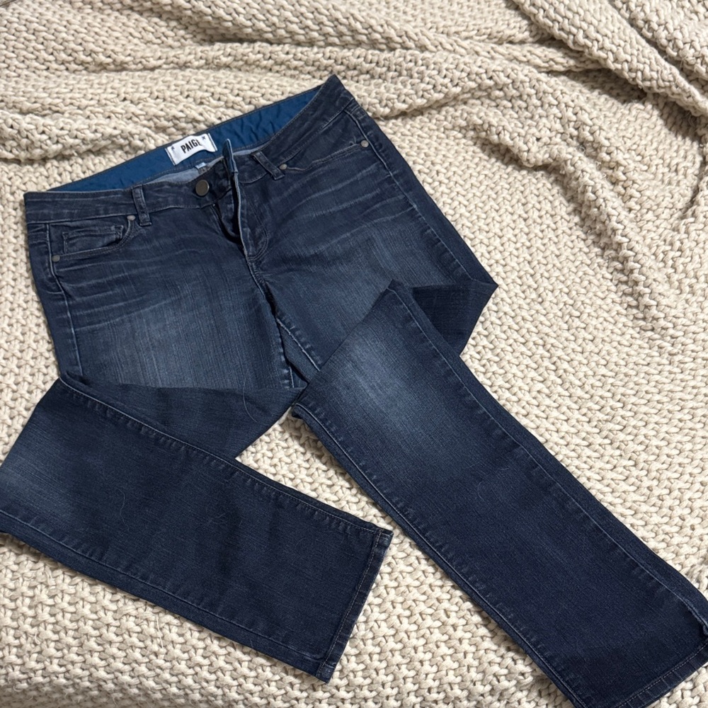 PAIGE Dark Indigo Straight Leg Jeans